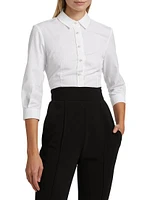Icon Tailored Pearl-Button Blouse