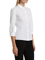 Icon Tailored Pearl-Button Blouse