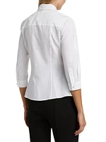 Icon Tailored Pearl-Button Blouse