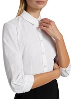 Icon Tailored Pearl-Button Blouse