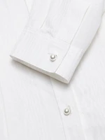 Icon Tailored Pearl-Button Blouse