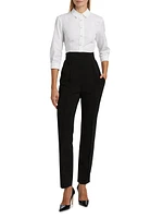 Icon Tailored Pearl-Button Blouse