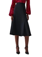 Wool-Blend A-Line Midi-Skirt