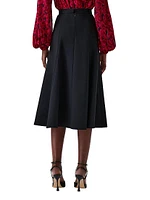 Wool-Blend A-Line Midi-Skirt