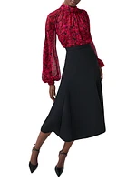 Wool-Blend A-Line Midi-Skirt