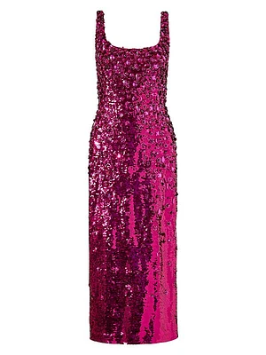 Sequined Scoopneck Midi-Dress