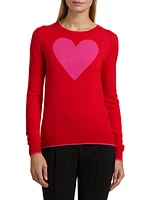 Virgin-Wool Intarsia Heart Crewneck Sweater