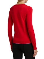 Virgin-Wool Intarsia Heart Crewneck Sweater