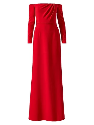 Draped Off-The-Shoulder Trumpet Gown