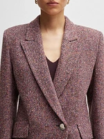 Regular-Fit Jacket Herringbone Tweed Blended with Silk