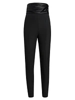 Lenro Ruched High-Waist Straight-Leg Pants