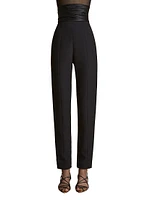 Lenro Ruched High-Waist Straight-Leg Pants