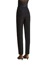 Lenro Ruched High-Waist Straight-Leg Pants