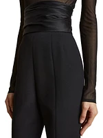 Lenro Ruched High-Waist Straight-Leg Pants