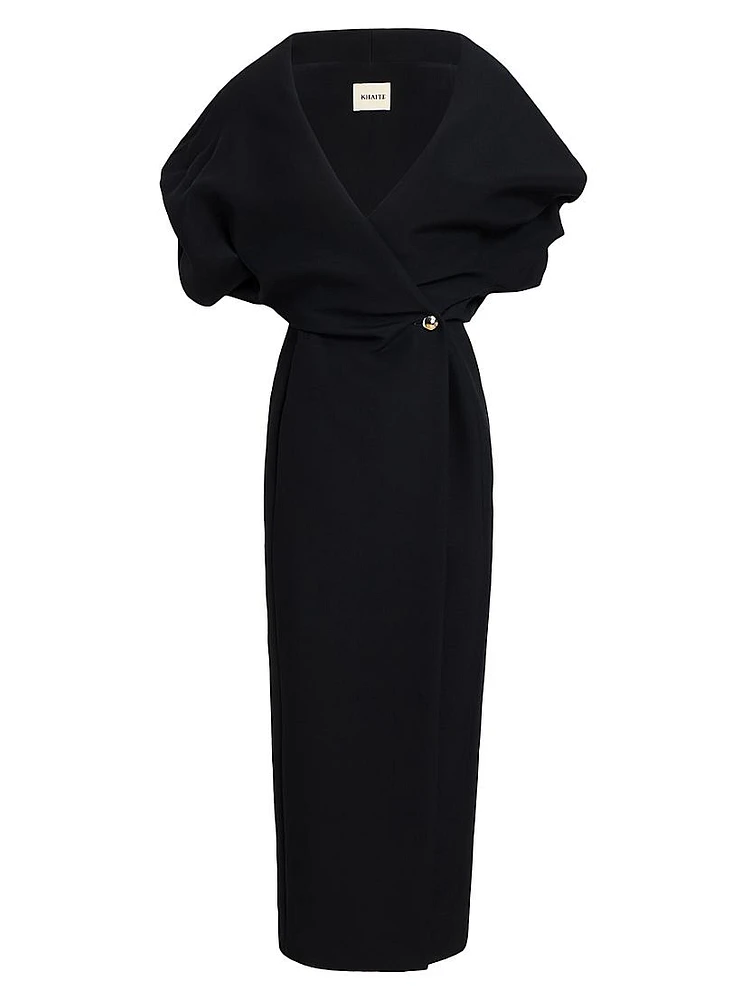 Truman Shawl-Collar Maxi Wrap Dress