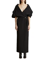 Truman Shawl-Collar Maxi Wrap Dress