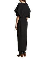 Truman Shawl-Collar Maxi Wrap Dress