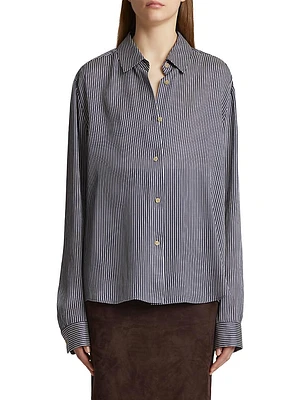 Argo Pinstriped Silk Long-Sleeve Shirt