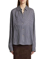 Argo Pinstriped Silk Long-Sleeve Shirt