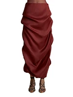 Olula Silk Ruched Maxi Skirt