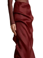 Olula Silk Ruched Maxi Skirt