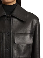 Iana Leather Button-Front Shirt Jacket