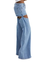 Ladies Slash Mid-Rise Jeans