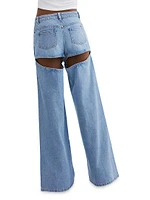 Ladies Slash Mid-Rise Jeans