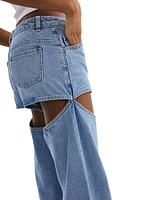 Ladies Slash Mid-Rise Jeans