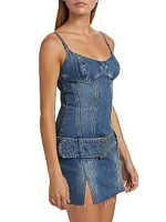 Dauphine Belted Aged Denim Minidress