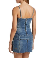 Dauphine Belted Aged Denim Minidress