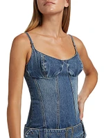 Dauphine Belted Aged Denim Minidress