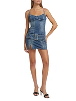 Dauphine Belted Aged Denim Minidress