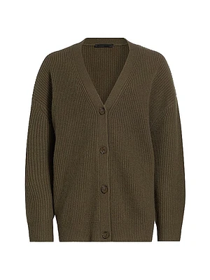 Ribbed Cashmere V-Neck Cardigan