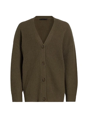 Ribbed Cashmere V-Neck Cardigan