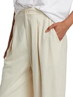 Textured Silk Relaxed-Fit Trousers