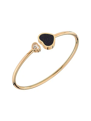 Happy Hearts 18K Rose Gold, 0.05 TCW Diamond & Aventurine Cuff