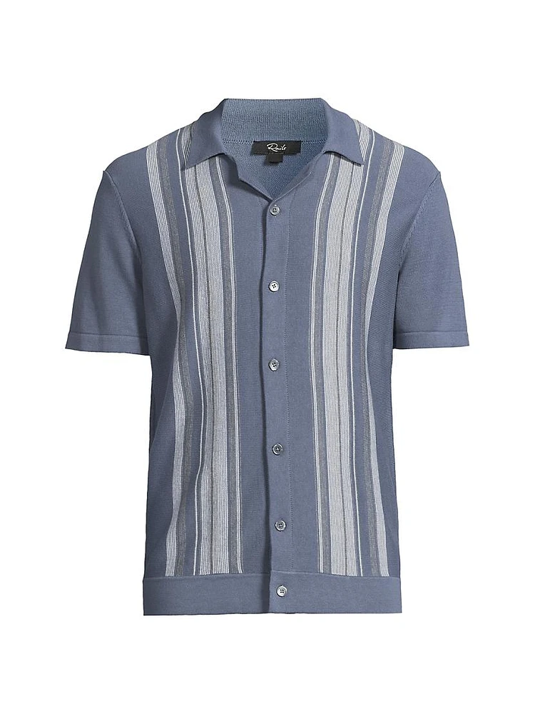 Silas Striped Cotton Camp Shirt