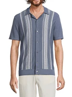 Silas Striped Cotton Camp Shirt