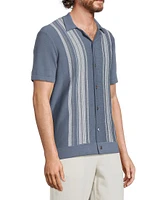 Silas Striped Cotton Camp Shirt