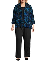 Floral-Embroidered Jacquard A-Line Jacket