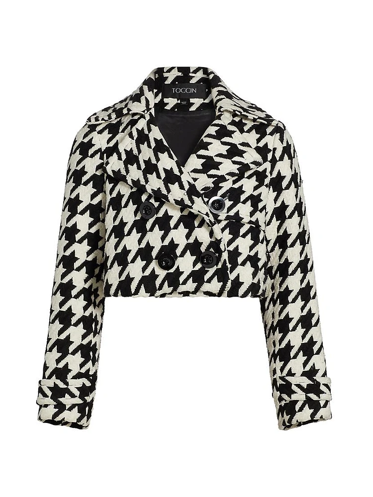 Ally Houndstooth Double-Breasted Jacket