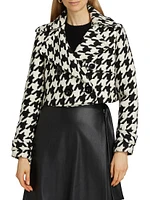 Ally Houndstooth Double-Breasted Jacket