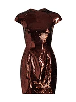 Kristen Sequin Cap-Sleeve Minidress