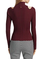 Natalia Rib-Knit Cut-Out Turtleneck Sweater