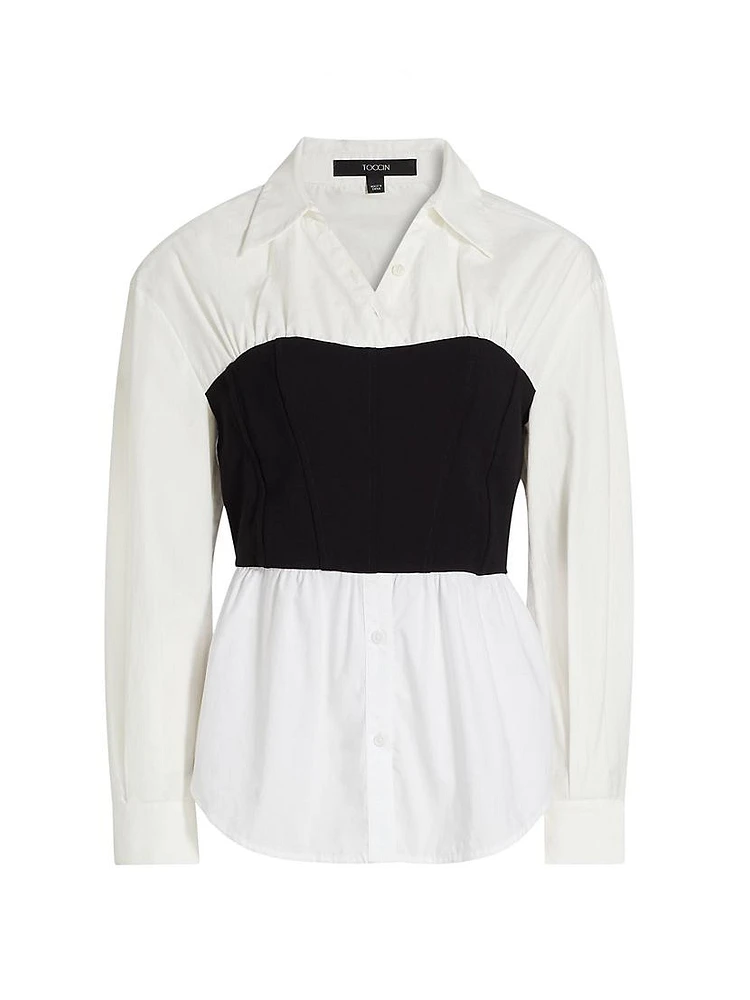 Jolie Cotton-Blend Bustier Shirt