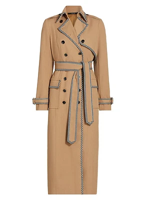 Aria Gabardine Double-Breasted Trench Coat