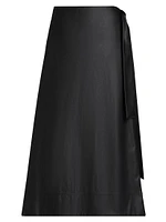 Beatrice Vegan Leather Wrap Midi-Skirt