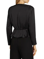 Adeline Long-Sleeve Surplice-Neck Top