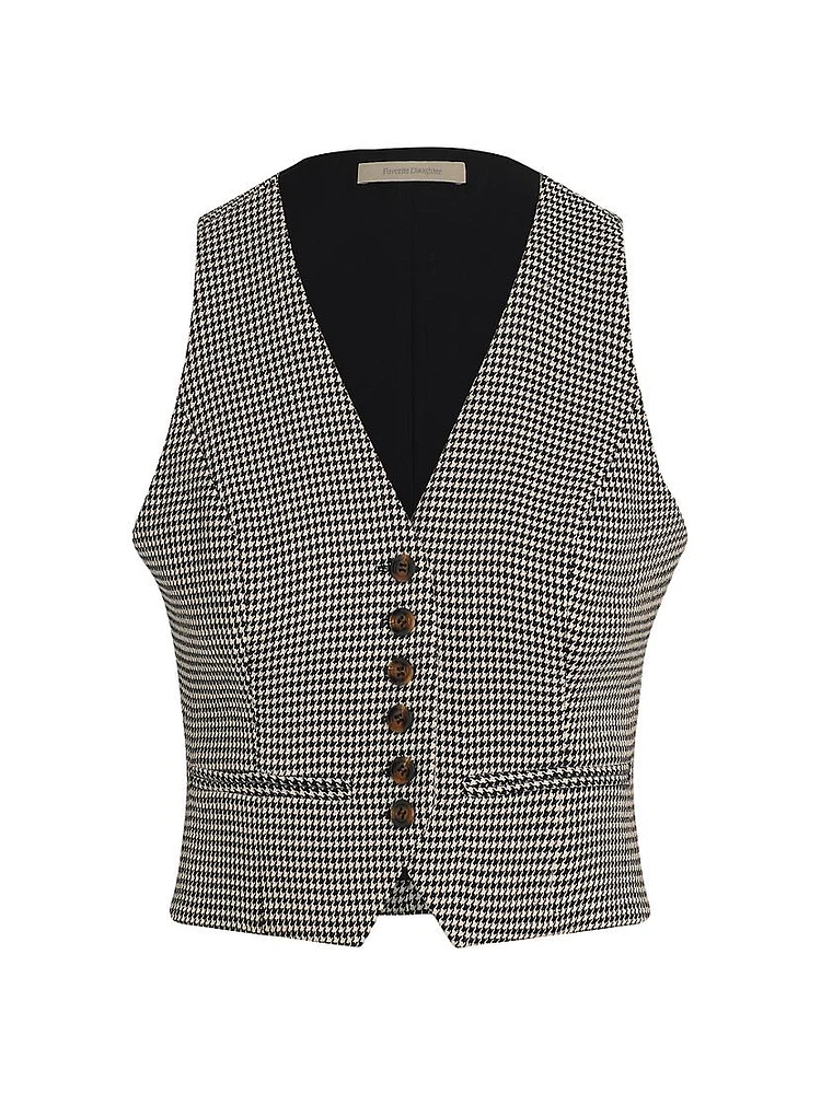 Houndstooth Button-Front Vest